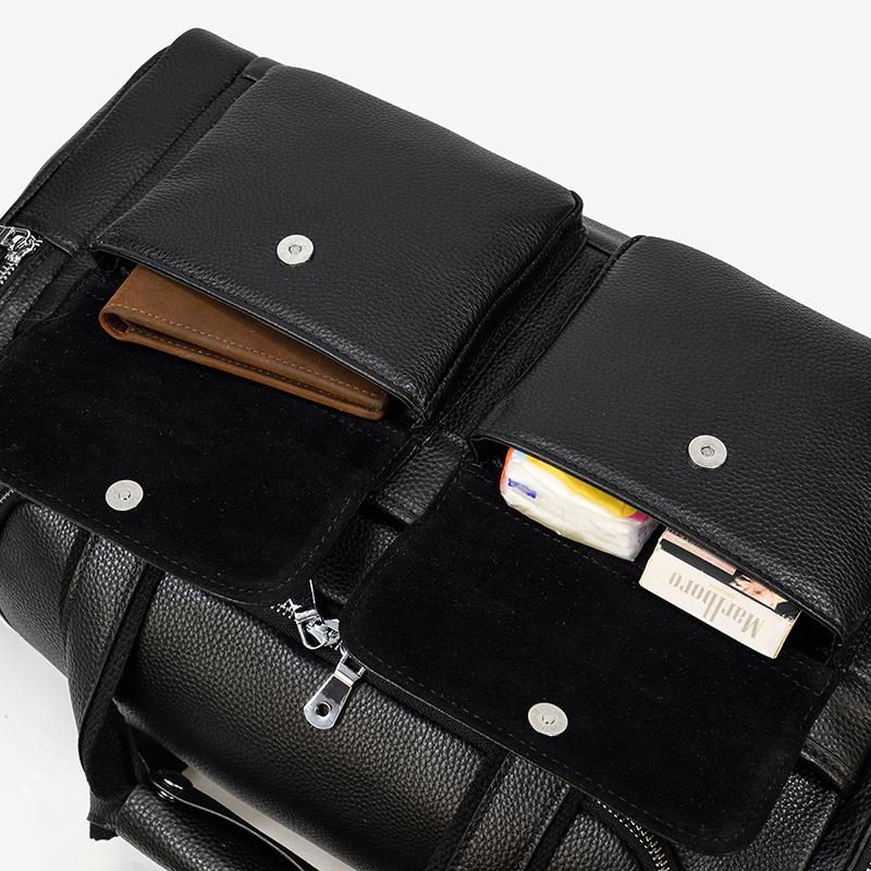 luggage Black Leather Duffle Bag