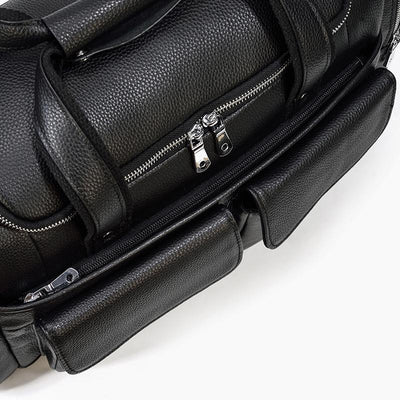 carry on Black Leather Duffle Bag