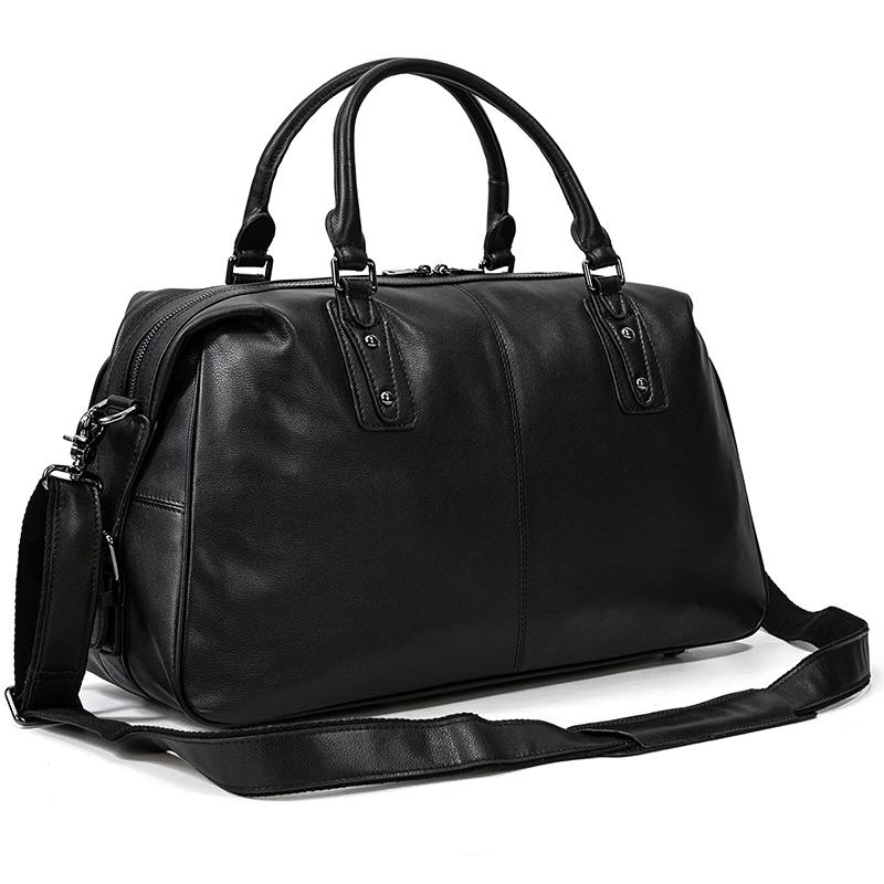 men's black leather holdall