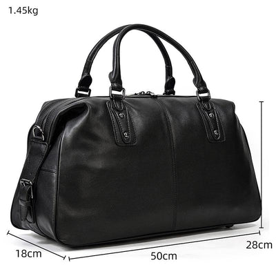 black leather holdall for women