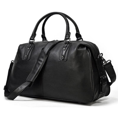 women's black leather holdall