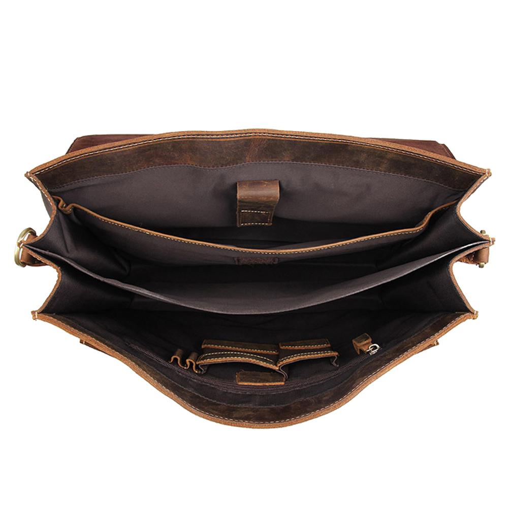 Brown Leather Shoulder Bag internal compartment