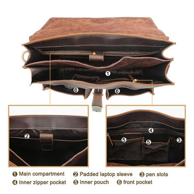 Brown Leather Shoulder Bag internal pockets