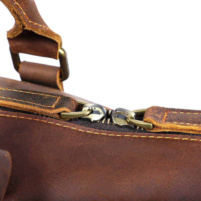 coffee Leather Weekender Bag