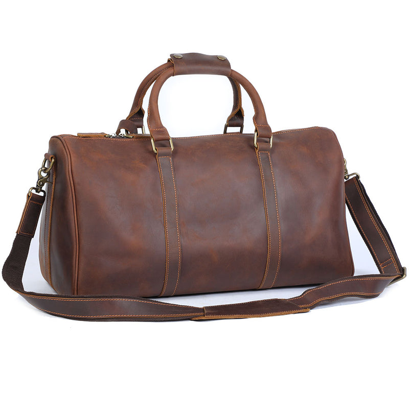 coffee Leather Weekender Bag