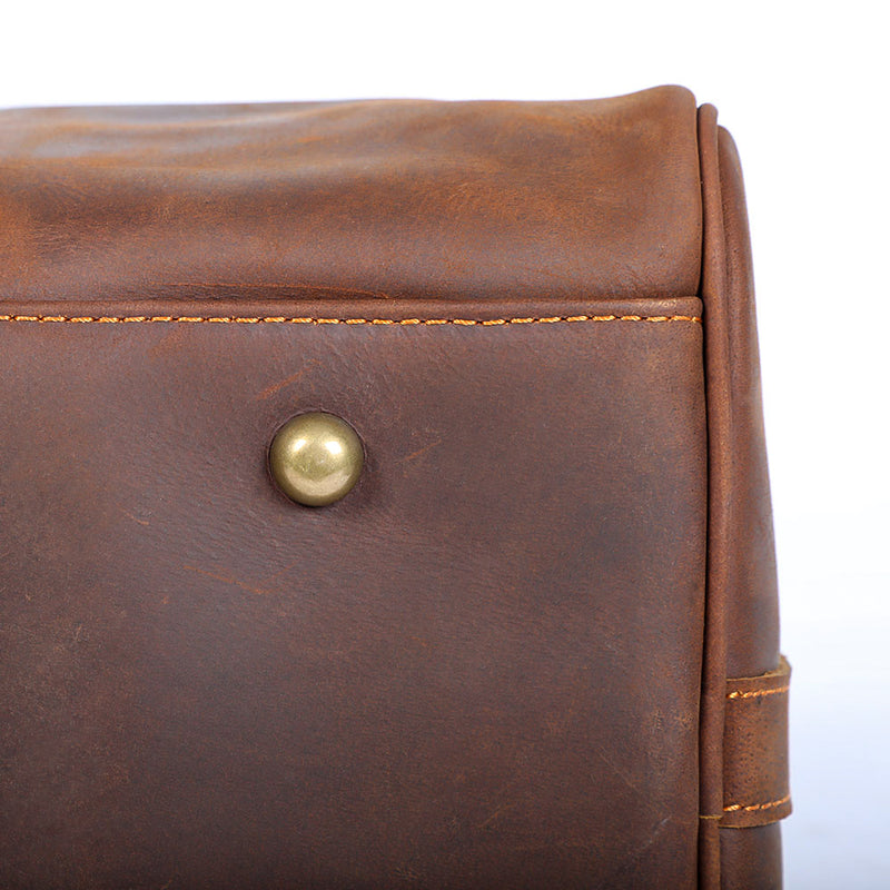 coffee Leather Weekender Bag