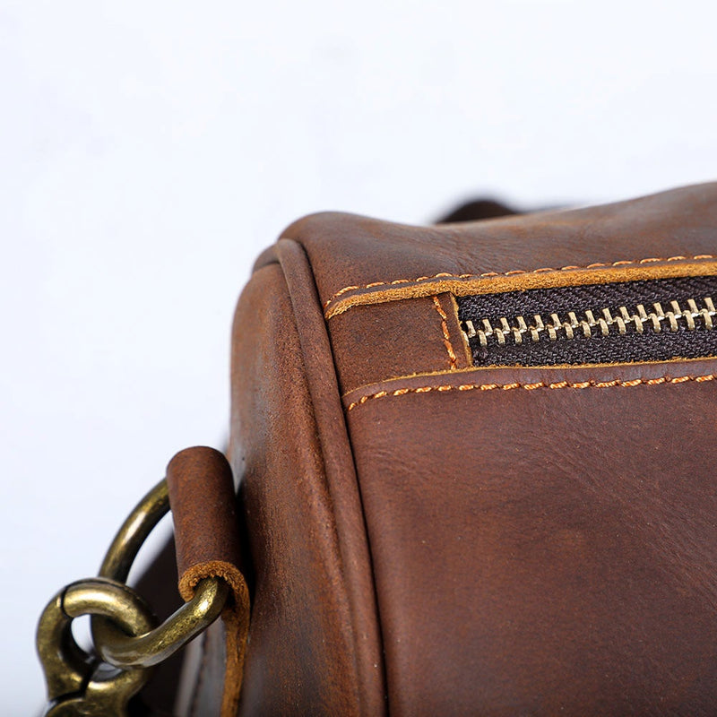 coffee Leather Weekender Bag