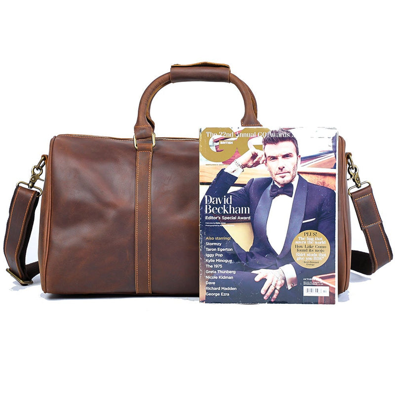 coffee Leather Weekender Bag