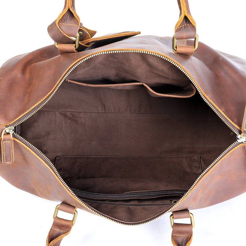 coffee Leather Weekender Bag