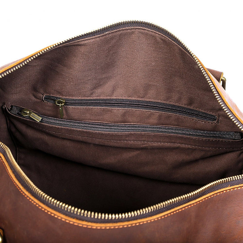 coffee Leather Weekender Bag