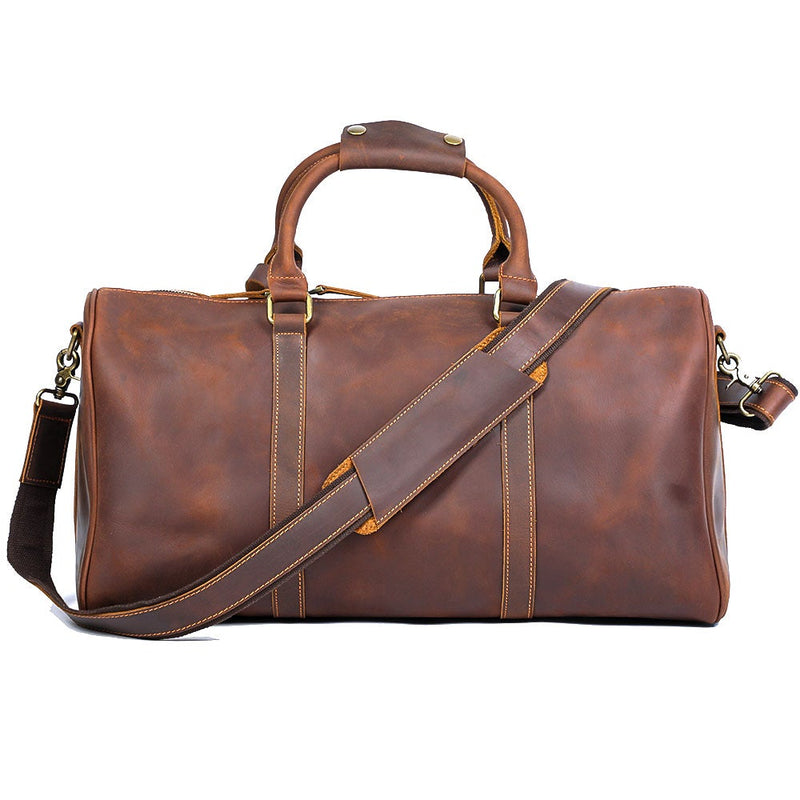 coffee Leather Weekender Bag