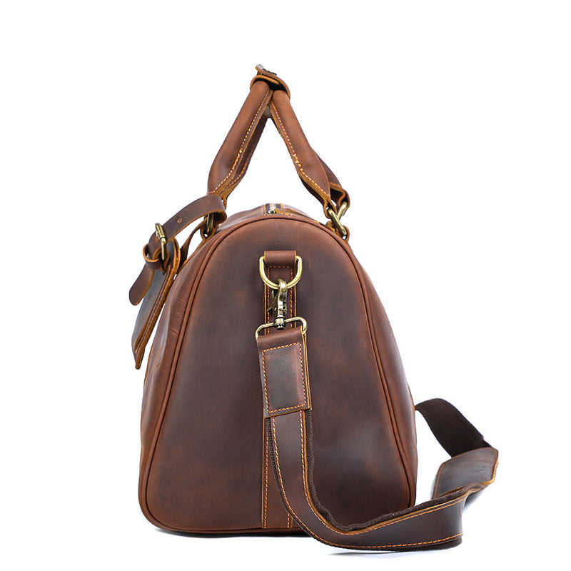 coffee Leather Weekender Bag