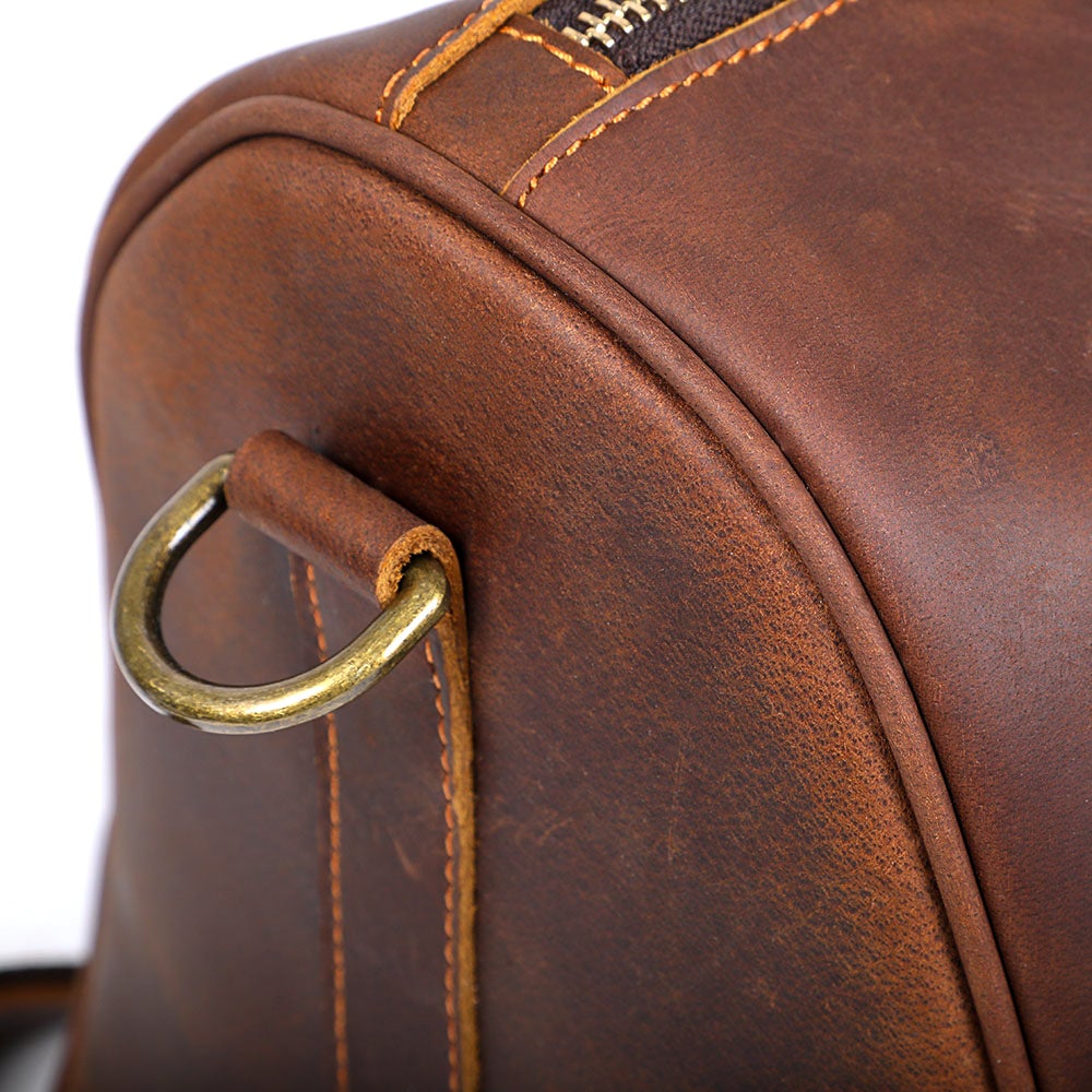 Brown Leather Weekender Bag, JANEIRO