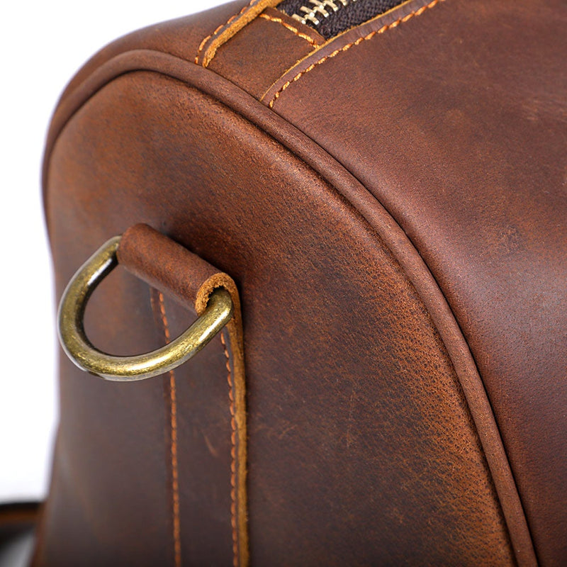 coffee Leather Weekender Bag