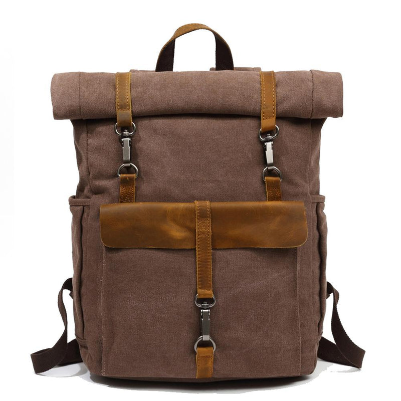 retro canvas rucksack brown