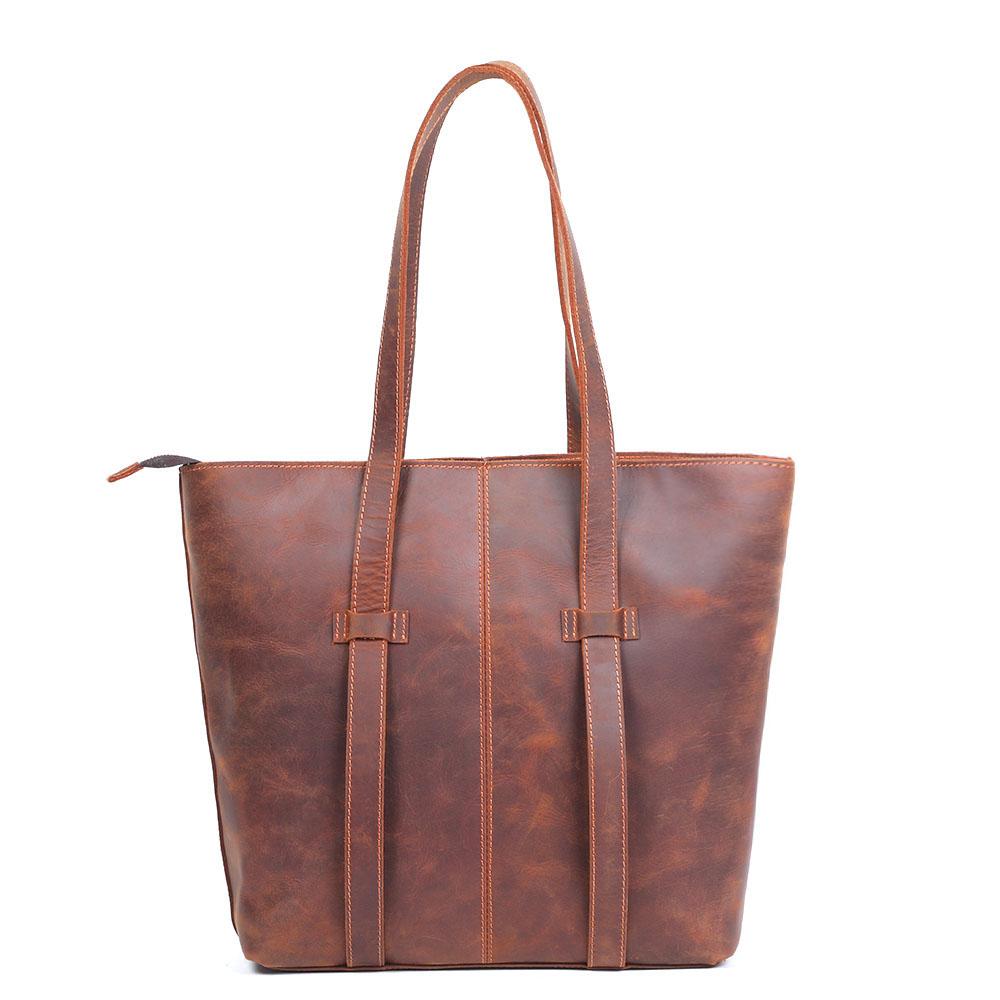 Coffee Leather Tote Bag vintage