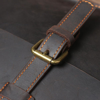 leather courier bag magnetic buckle