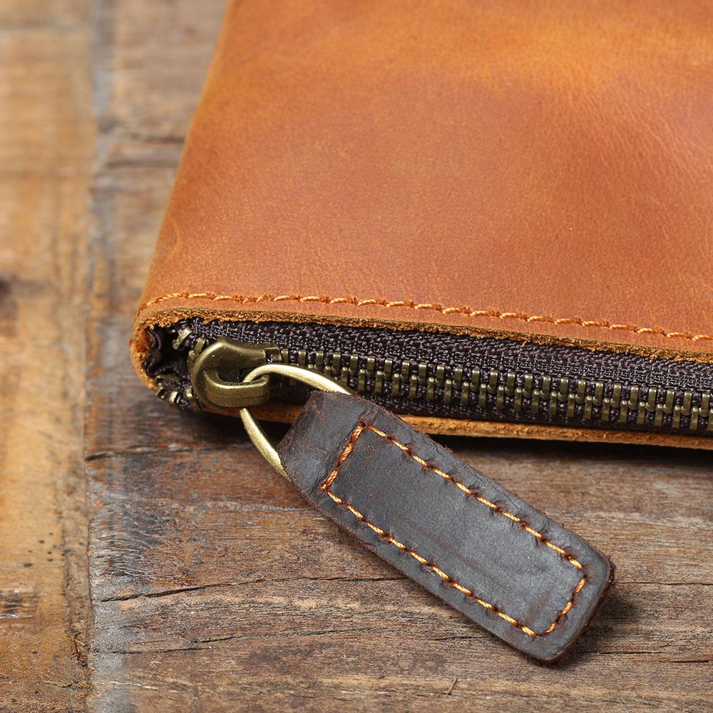 coffee leather laptop pouch zipper