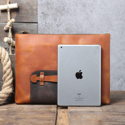 coffee leather laptop pouch ipad