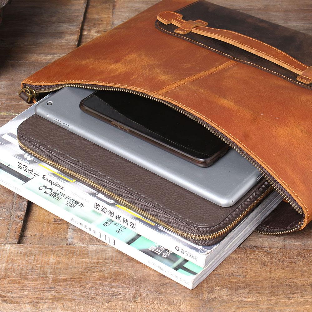 coffee leather laptop pouch school