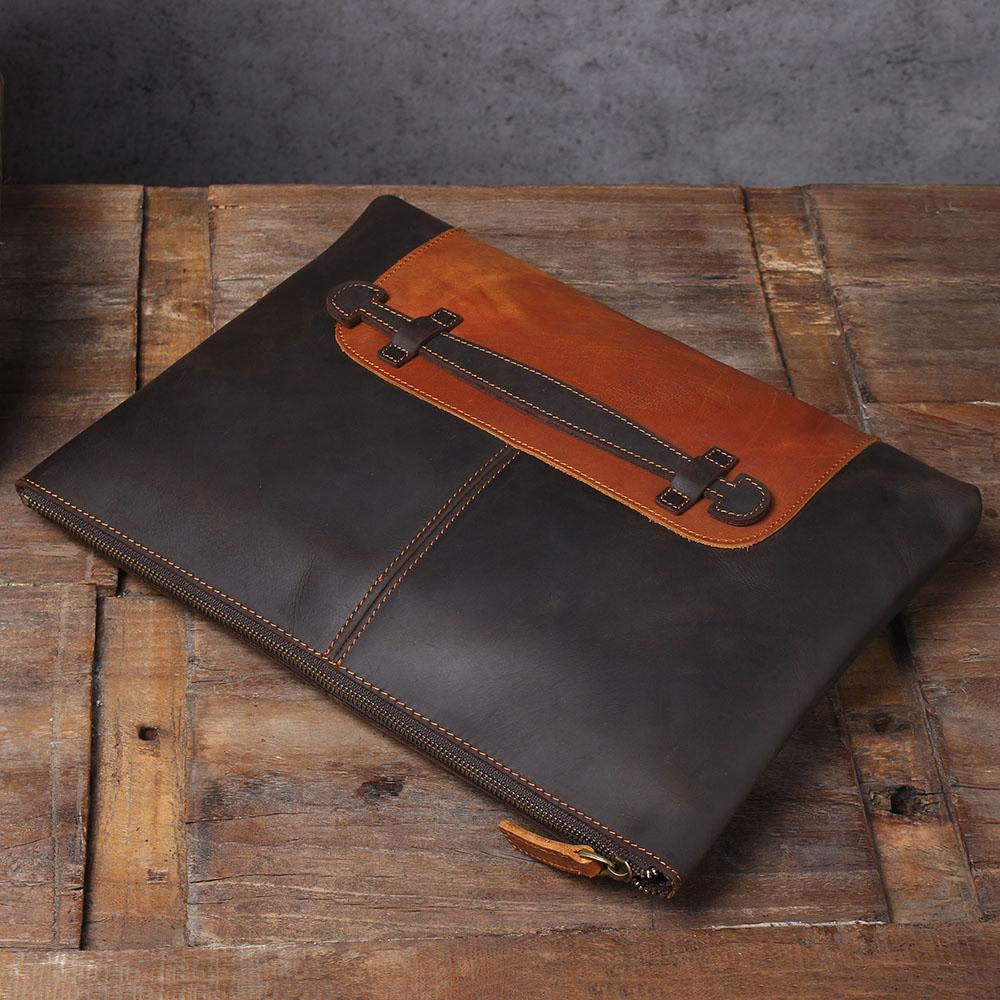 brown leather laptop pouch computer