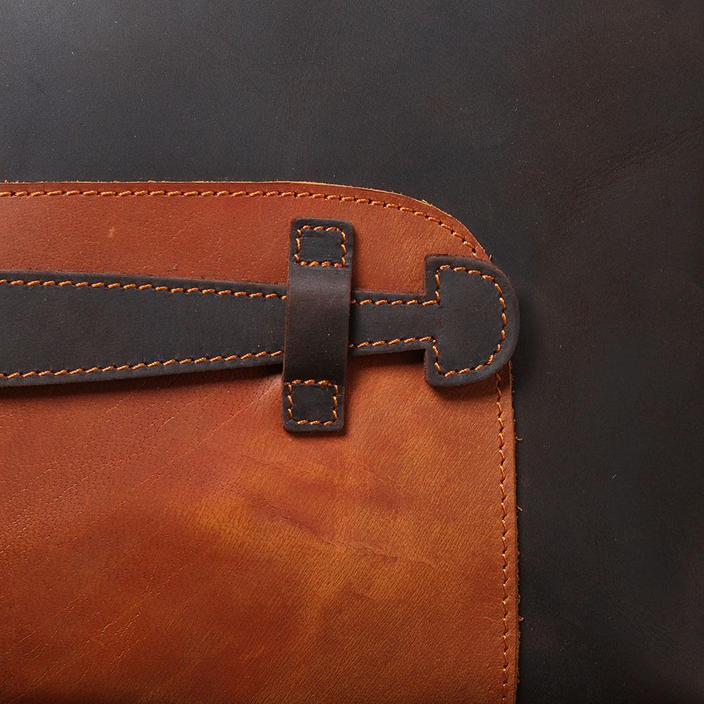 brown leather laptop pouch handle
