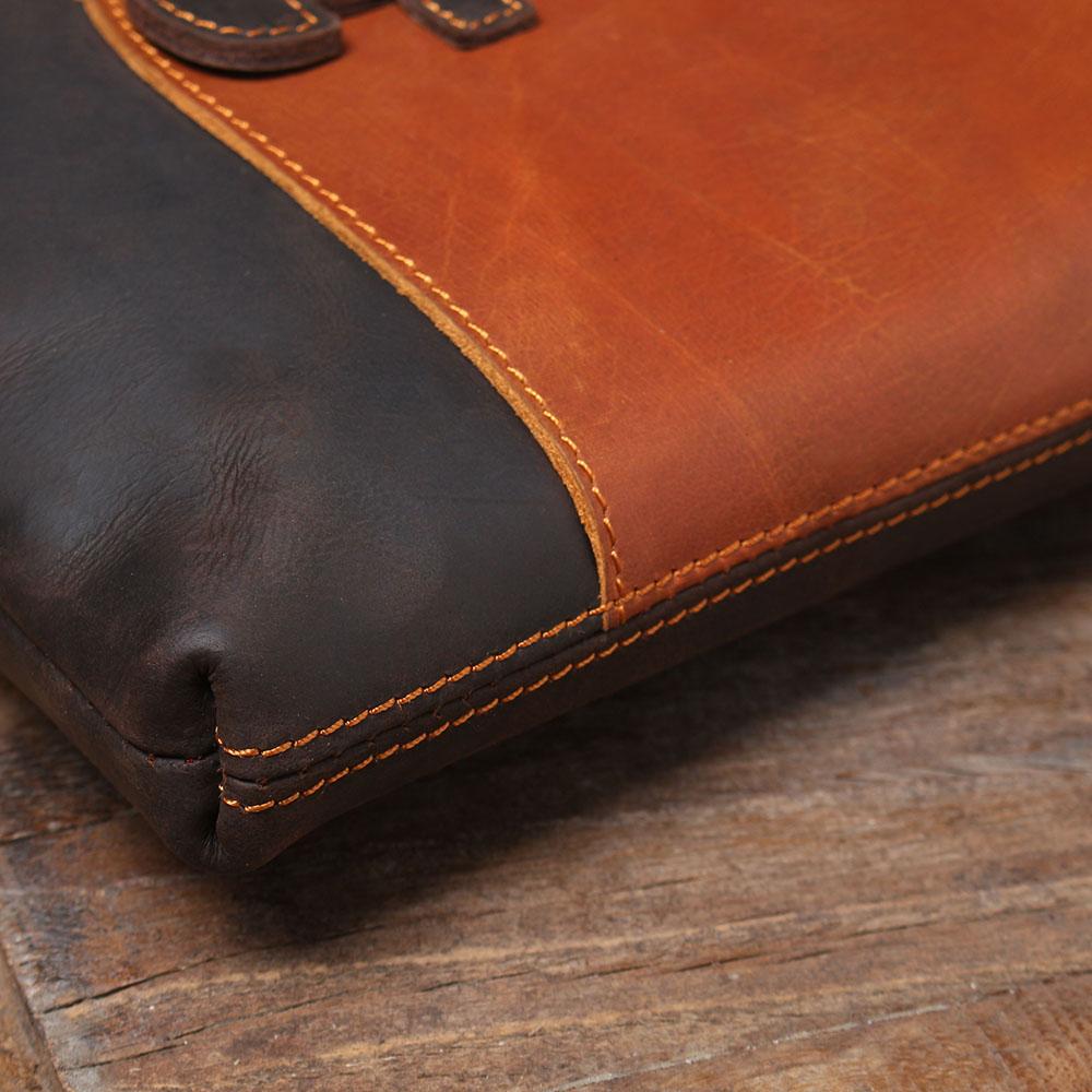 brown leather laptop pouch sewing
