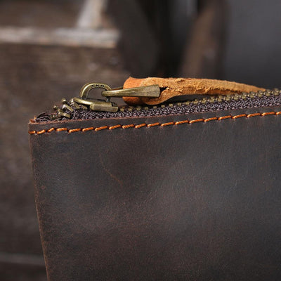 brown leather laptop pouch ykk zipper