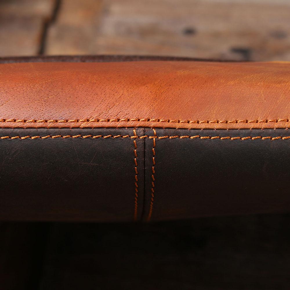 brown leather laptop pouch quality details