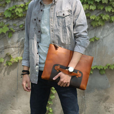 coffee leather laptop pouch fashion