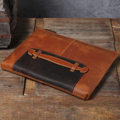 coffee leather laptop pouch stylish