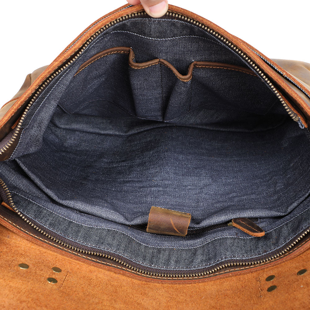 roomy inside main compartment of the leather shoulder bag