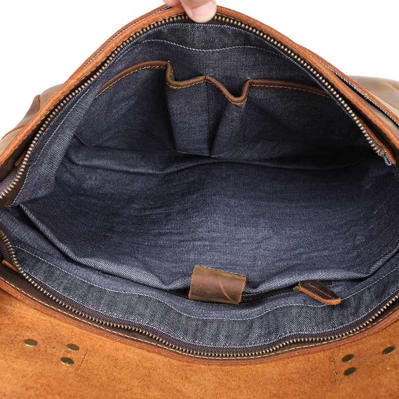 roomy inside main compartment of the leather shoulder bag