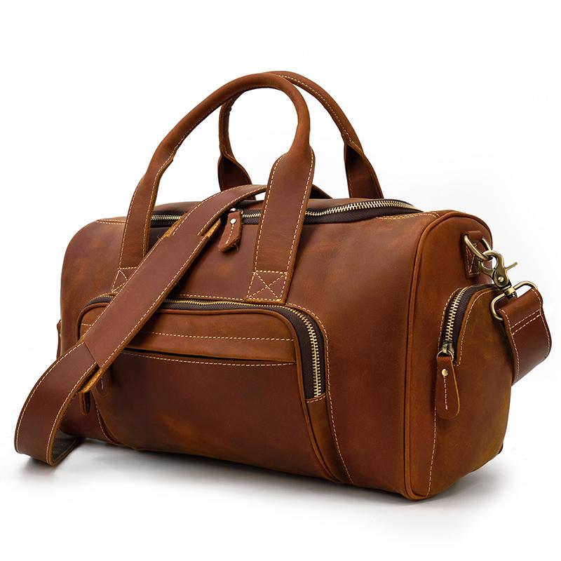 lightweight men's leather holdall