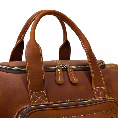 doubled leather handle men's leather holdall
