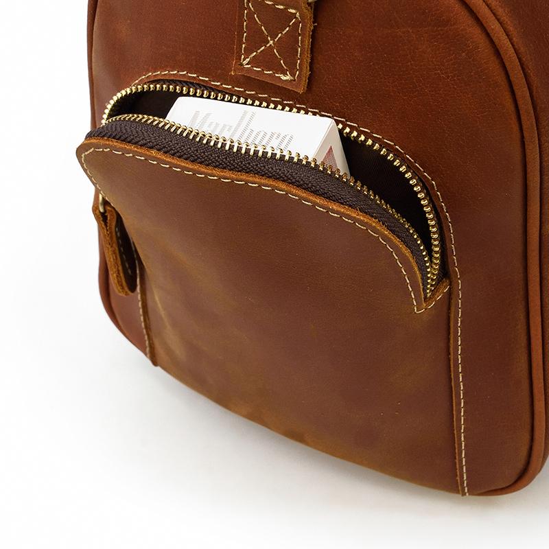 external side pocket men's leather holdall