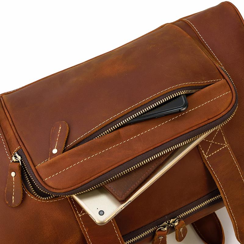 external pocket men's leather holdall