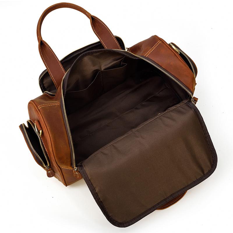 internal pockets men's leather holdall