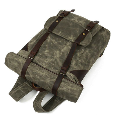 army green canvas rucksack backpack