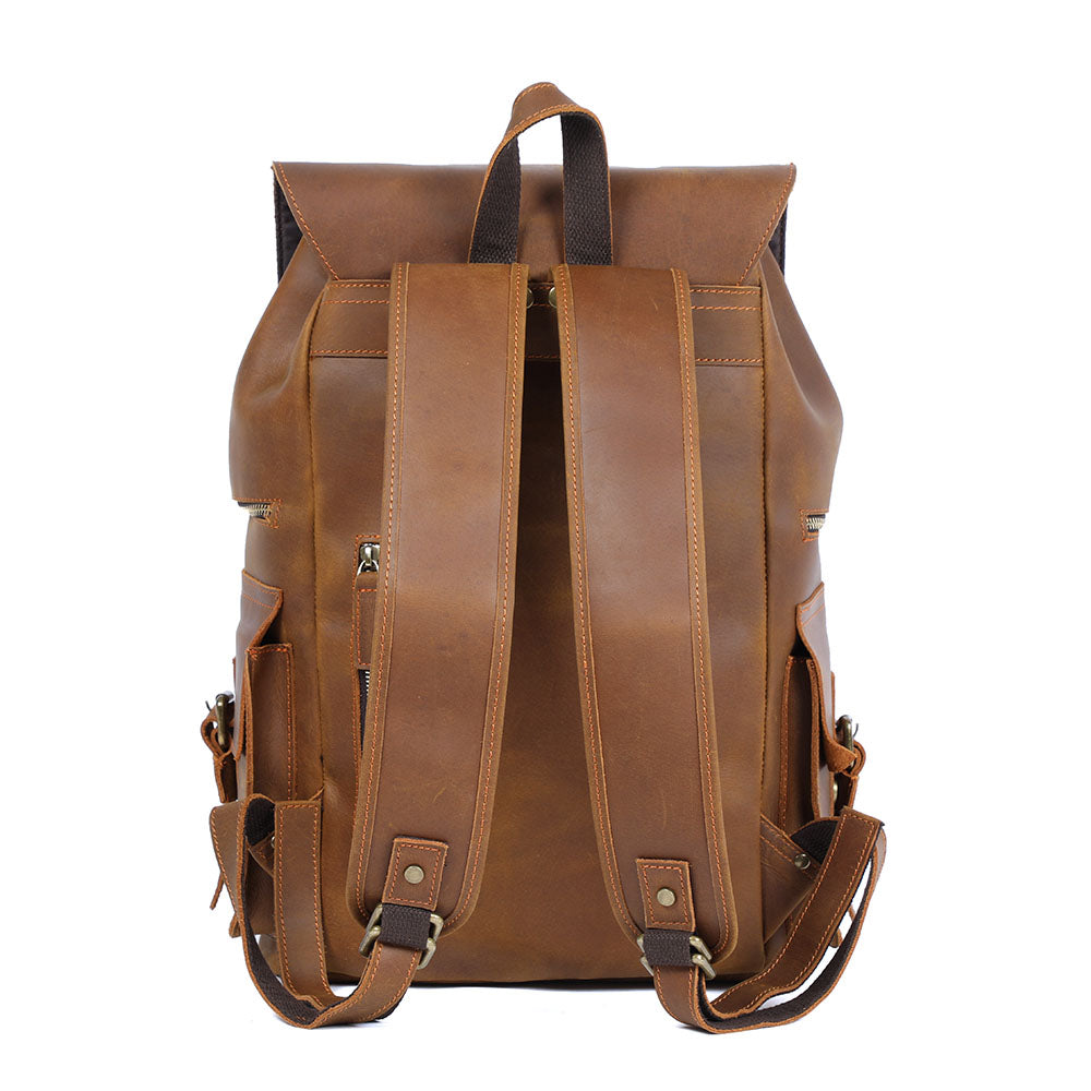 Brown Leather Backpack - Rugged Rucksack for Men
