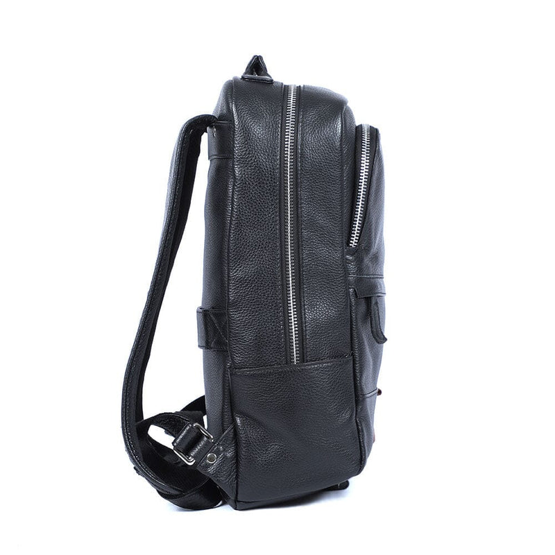 Black Leather Bookbag - Pebble Leather - 16L - 15
