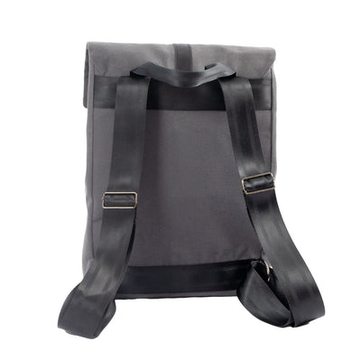 grey backpack environmentally friendly