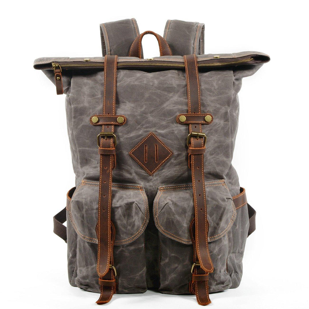 brown leather hipster backpack Canvas Hipster Backpack - BERLIN