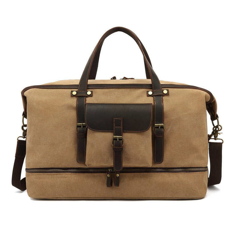 khaki big duffle bag