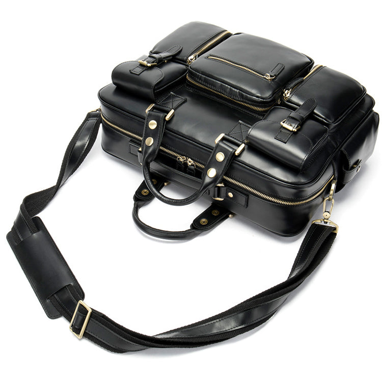 black Leather Messenger Bag