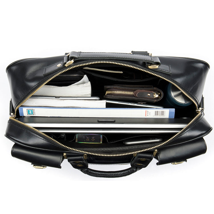 black Leather Messenger Bag