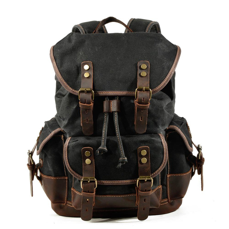 black canvas hiking backpack