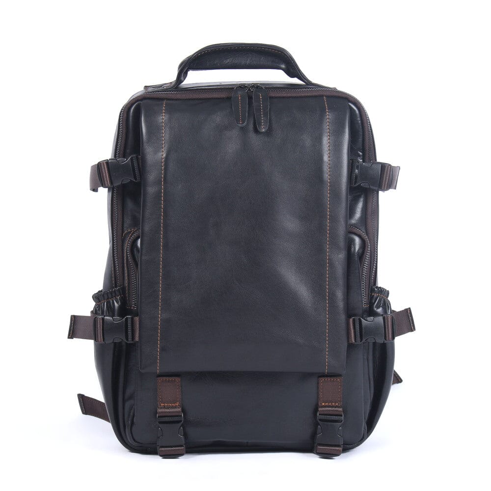 black leather backpack mens