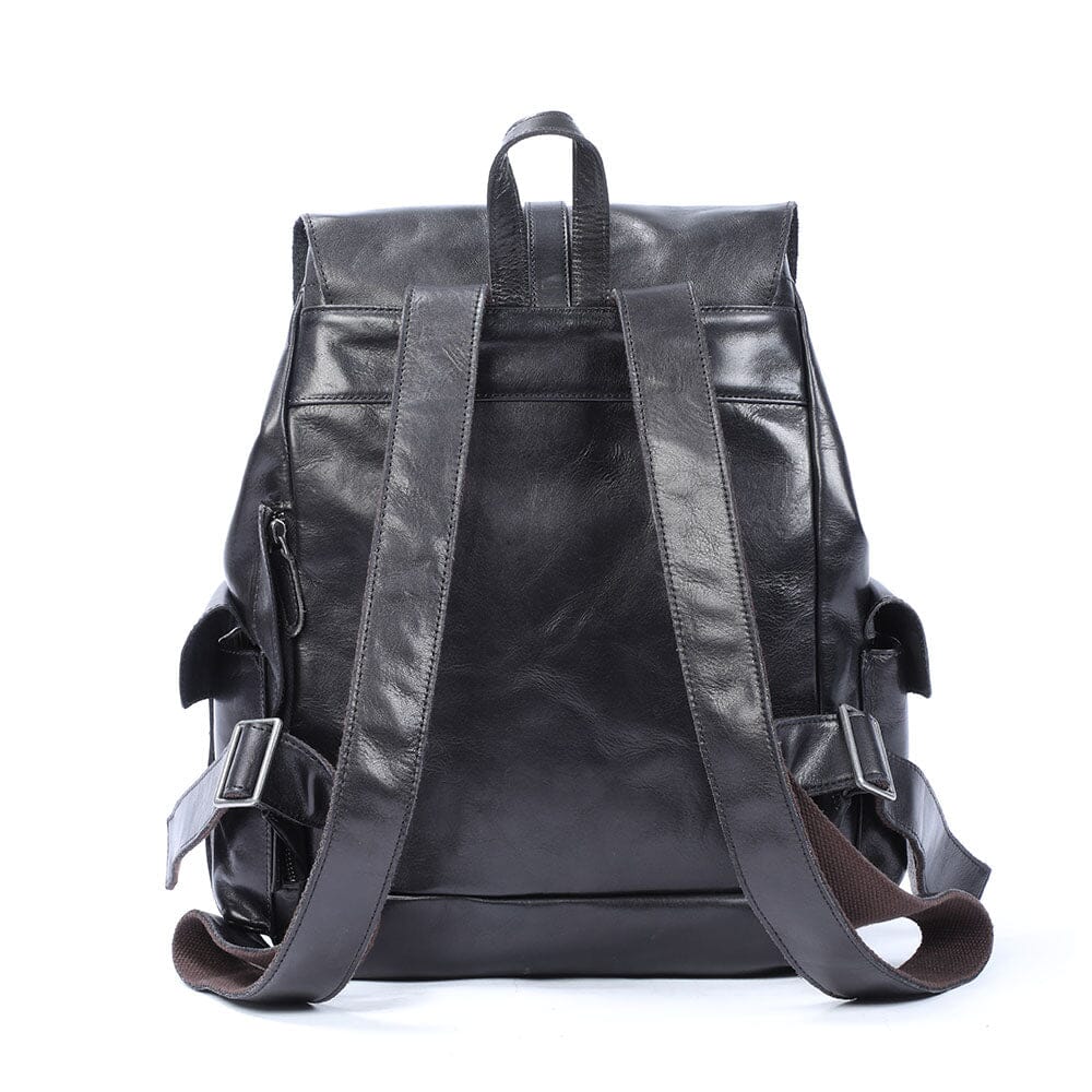 black leather bookbag