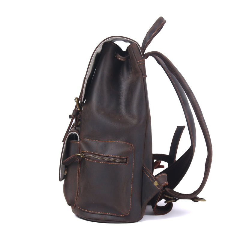 black leather drawstring bag